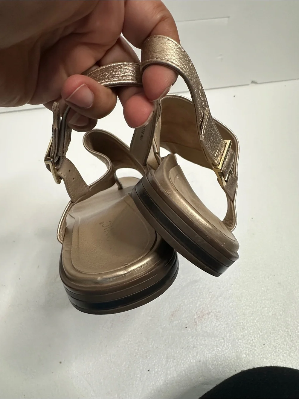 Vionic Ella Womens Metallic Gold Leather Slingback Sandalst size 11